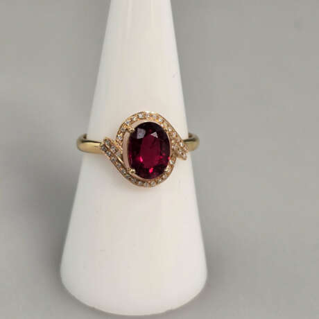 18K-Turmalinring mit Diamanten - Gelbgold 750/000 … - фото 2