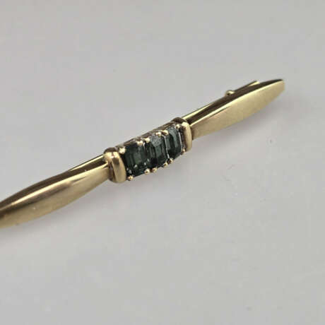 8K-Stabbrosche mit Turmalinbesatz - Gelbgold 333/0… - photo 3