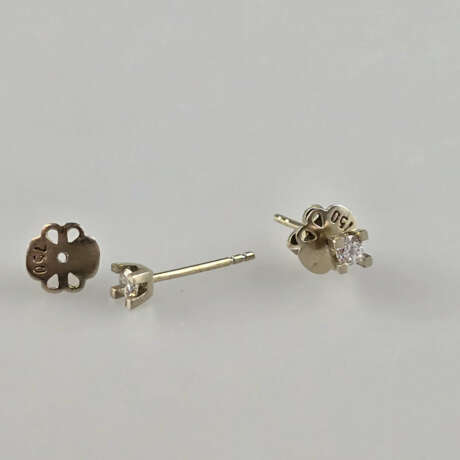 Ein Paar Diamant-Ohrstecker - Gelbgold 750/000, Be… - photo 3