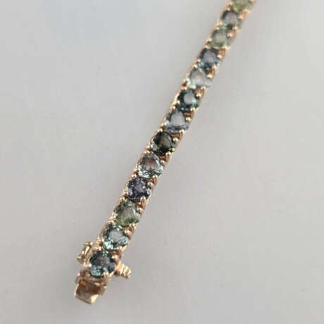 Tennisarmband mit Turmalinen - Silber vergoldet, K… - Foto 2