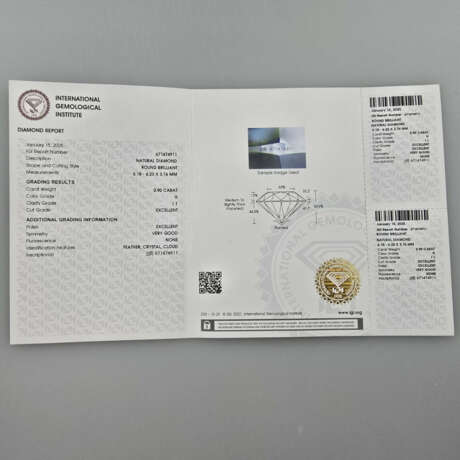 Loser natürlicher Diamant von 0,90 ct. mit Lasersi… - photo 2