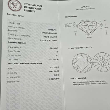 Loser natürlicher Diamant von 1,02 ct. mit Lasersi… - photo 8