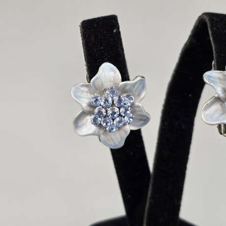 Ein Paar florale Vintage-Ohrclips - silberfarbenes… - Foto 2
