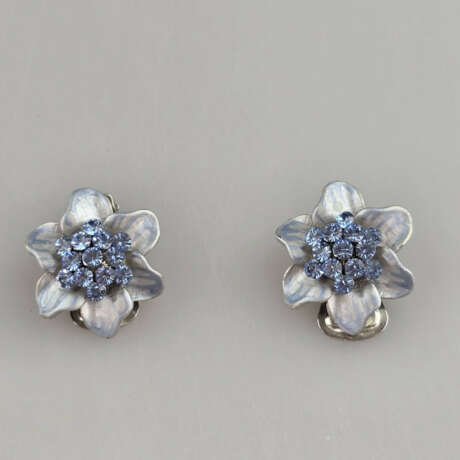 Ein Paar florale Vintage-Ohrclips - silberfarbenes… - Foto 3