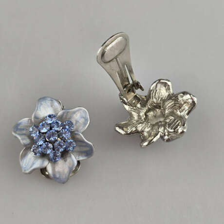 Ein Paar florale Vintage-Ohrclips - silberfarbenes… - Foto 4