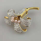 Glitzernde florale Vintage-Brosche - vergoldetes M… - фото 1