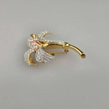 Glitzernde florale Vintage-Brosche - vergoldetes M… - фото 2