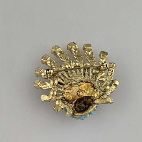 Vintage-Pfauenbrosche - Metall goldfarben, Translu… - фото 3