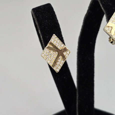 Ein Paar Vintage-Ohrclips - SWAROVSKI, goldfarbene… - Foto 2