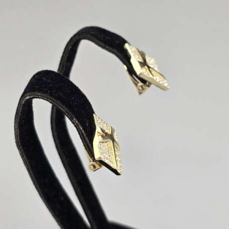 Ein Paar Vintage-Ohrclips - SWAROVSKI, goldfarbene… - Foto 3