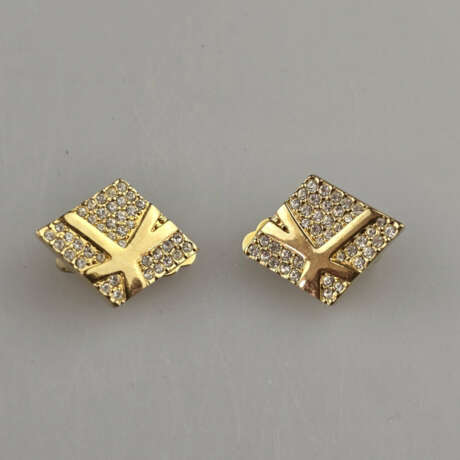 Ein Paar Vintage-Ohrclips - SWAROVSKI, goldfarbene… - Foto 4