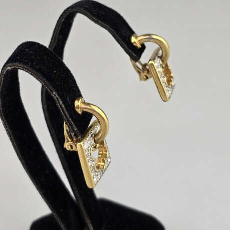 Ein Paar Vintage-Ohrclips - SWAROVSKI, goldfarbene… - Foto 3