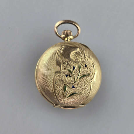 Damen-/ Anhängeuhr mit Jugendstildekor - Gelbgold … - Foto 2