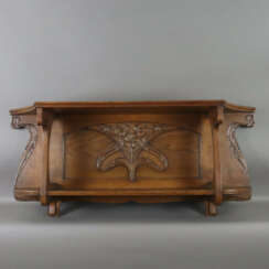 Jugendstil-Wandregal - um 1900, Eiche, floral gesc…