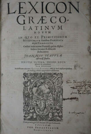 Scapula, Johannes - "Lexicon graeco-latinum novum"… - photo 1