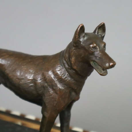 Holzschatulle mit Schäferhund Figur - um 1900, rec… - фото 4