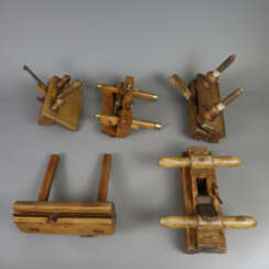 Konvolut antike Holzhobel - 5 Holzhobel, 19./20. J…