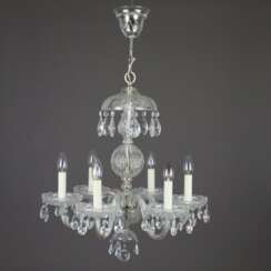 Deckenlampe - wohl Böhmen, 20. Jh, Kristallglas, 6…