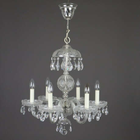 Deckenlampe - wohl Böhmen, 20. Jh, Kristallglas, 6… - Foto 1