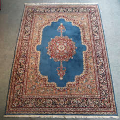 Kerman Lavar - Iran, Wolle, blaugrundiges Mittelfe…