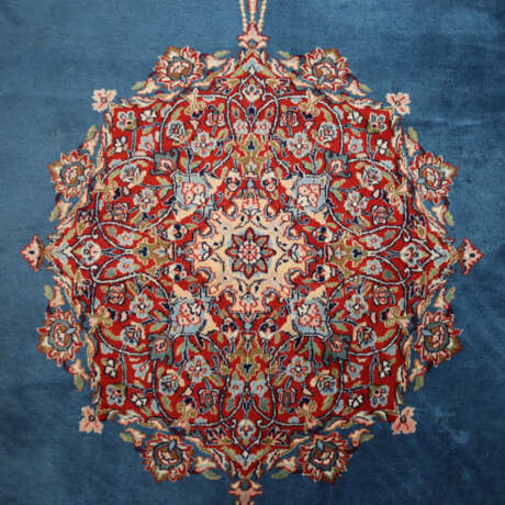 Kerman Lavar - Iran, Wolle, blaugrundiges Mittelfe… - фото 4