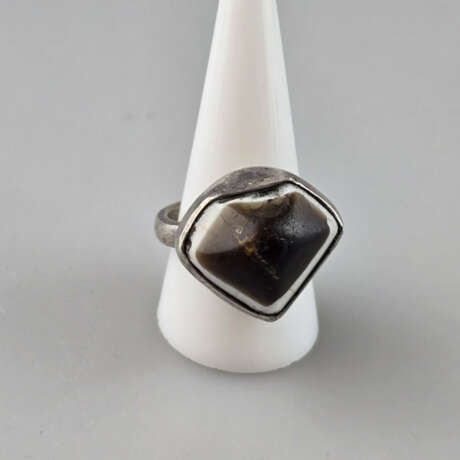 Herrenring mit Achatauge - Silberfassung, Ringkopf… - фото 2