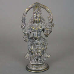 Stehender vierarmiger Shiva - Südindien, Metallgus…