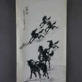 Zwei chinesische Rollbilder -20.Jh.- Bambus / Pfer… - photo 2