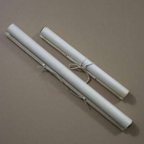 Zwei chinesische Rollbilder -20.Jh.- Bambus / Pfer… - photo 8