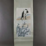 Chinesisches Rollbild -20.Jh.- Trinkendes Pferd, T… - photo 2