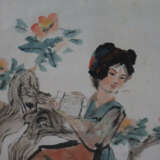 Chinesisches Rollbild - Junge Dame mit Vogelpaar, … - photo 3