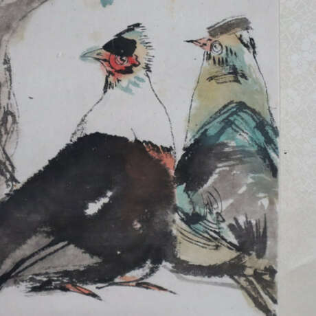 Chinesisches Rollbild - Junge Dame mit Vogelpaar, … - photo 4