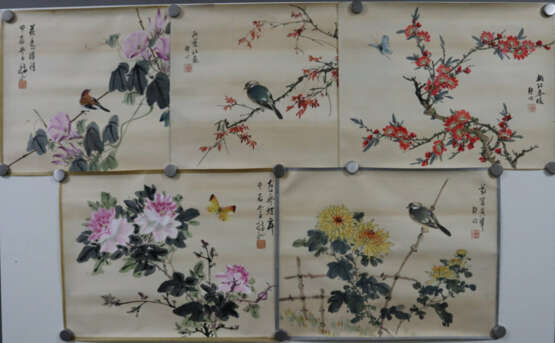 Konvolut chinesische Rollbilder -20.Jh.- 5 Stück, … - photo 1