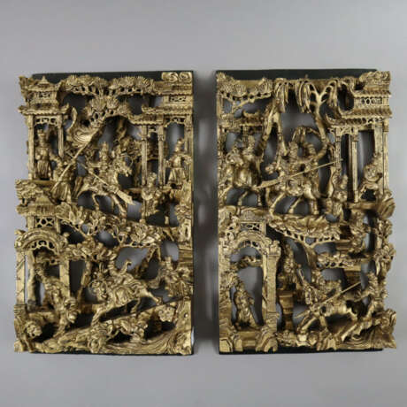 Zwei kunstvoll gearbeitete Reliefpaneele - China 2… - photo 1