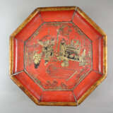 Holztablett - China, um 1900, oktogonale Form, Ran… - Foto 2