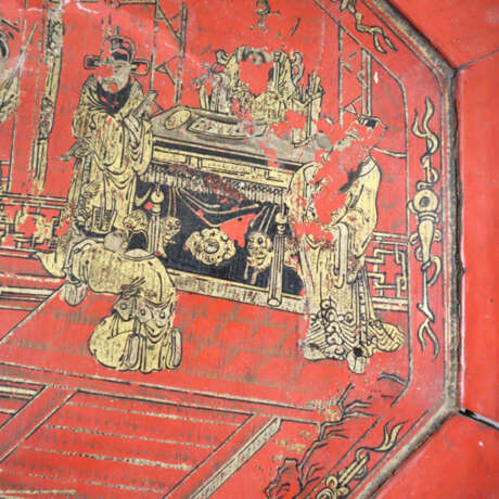Holztablett - China, um 1900, oktogonale Form, Ran… - Foto 4