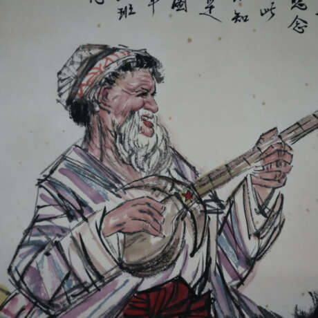 Chinesisches Rollbild -20.Jh.- Uighurischer Musike… - Foto 5