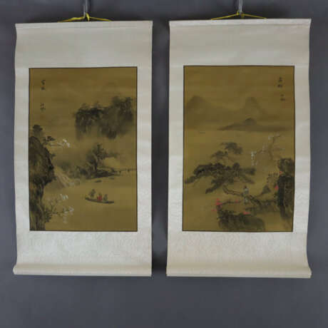 Zwei chinesische Rollbilder -20.Jh.- Zwei Flusslan… - photo 2