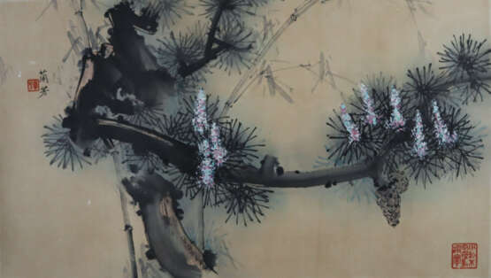 Chinesisches Rollbild - Kiefer, Tusche und Farben … - photo 1