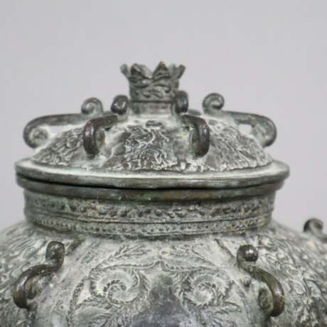 Deckelvase - tibetochinesisch, Metall bronziert, B… - photo 3