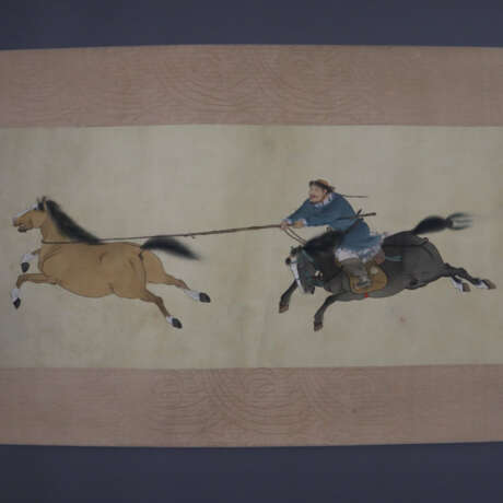 Chinesisches Rollbild - Reiter bei der Bändigung e… - photo 3