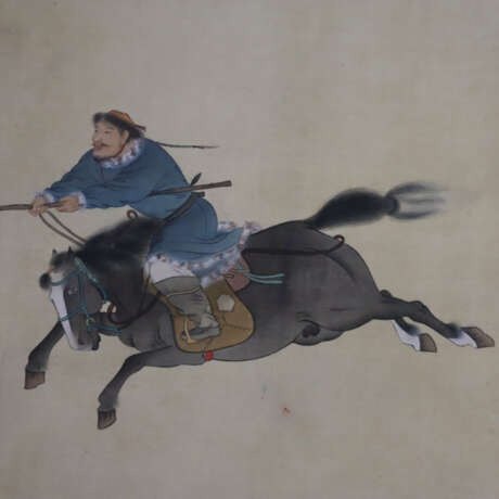 Chinesisches Rollbild - Reiter bei der Bändigung e… - photo 4