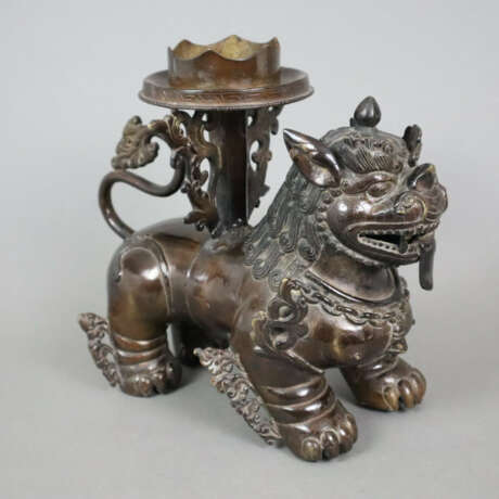 Figürlicher Leuchter - Nepal/Tibet, Gelbbronze, br… - photo 1