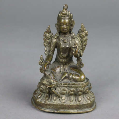 Grüne Tara (Shyama Tara) - kleine Bronze, auf dopp… - Foto 1