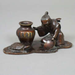 Miniatur-Figurengruppe - Japan, Bronzelegierung, d…