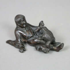 Miniatur-Figurengruppe - Japan, Bronze, dunkelbrau…