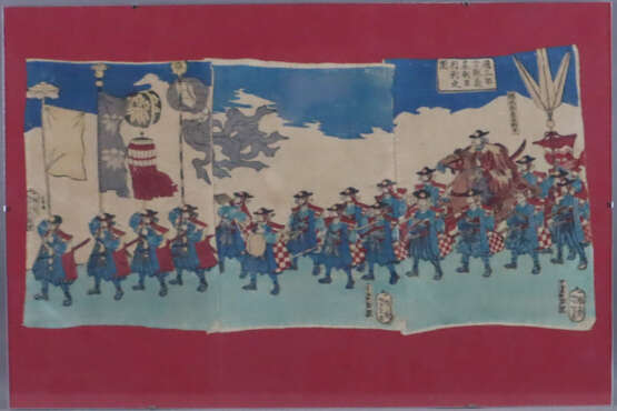 Japanischer Farbholzschnitt-Triptychon -19.Jh.- Ma… - Foto 1