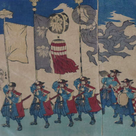 Japanischer Farbholzschnitt-Triptychon -19.Jh.- Ma… - Foto 2