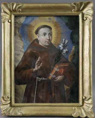 Hl. Antonius von Padua - polychrome Hinterglasmale… - Foto 2