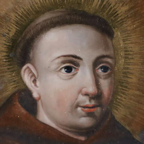 Hl. Antonius von Padua - polychrome Hinterglasmale… - Foto 4